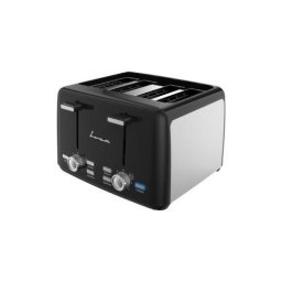 Prajitor de paine Fram FTP-1574SSBK, 1500W, capacitate 4 felii, 7 niveluri de rumenire, tavita detasabila pentru firimituri, Negru-Inox