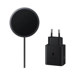 Incarcator Magnetic Wireless Samsung, rapid Qi2, 25W, cu incarcator retea 45W, Negru