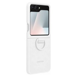 Husa telefon spate pentru Galaxy Z Flip 7 FE cu model cu inel de silicon, Alb