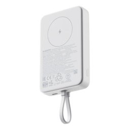 Acumulator portabil universal Xiaomi BHR9822GL, 33 W, Magnetic Power Bank 10000 mAh, cablu integrat USB Type-C, Li-Ion, Alb