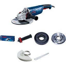 Polizor unghiular Bosch Professional 06018C3100, 2400 W, 6500 RPM, 230 mm diametru disc, M14 arbore, capac protectie, cheie pentru splinturi, flansa de prindere, maner suplimentar, piulita de strangere