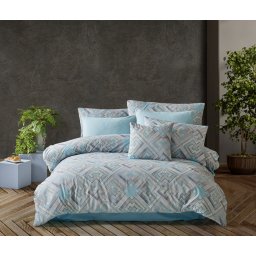 Lenjerie de pat din bumbac 100%, dubla, cu 2 fete de perna, Valentini Bianco, Model Nensi