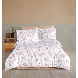 Lenjerie de pat din bumbac 100%, dubla, cu 2 fete de perna, Valentini Bianco model Liselotte