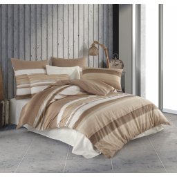 Lenjerie de pat din bumbac 100%, dubla, cu 2 fete de perna, Valentini Bianco model Palermo