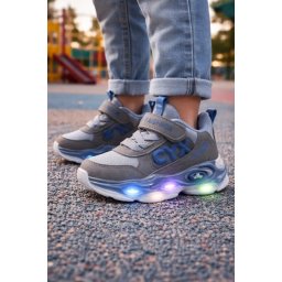 Adidasi gri cu luminite pentru baieti CYX