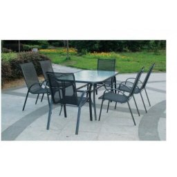 Set de 6 Scaune + Masa Heinner Mobilier Decor Exterior Fiesta Negru