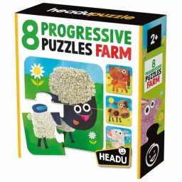 Headu: Puzzle educațional - Ferma, set de 8 piese