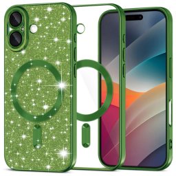 Husa premium iPhone 17 Techsuit Luxury Glitter MagSafe, verde