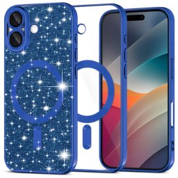 Husa premium iPhone 17 Techsuit Luxury Glitter MagSafe, albastru