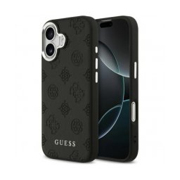 Husa MagSafe pentru Apple iPhone 17, Guess, Peony Hot Stamp Script, Neagra