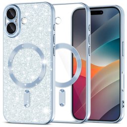 Husa premium iPhone 17 Techsuit Luxury Glitter MagSafe, mov deschis bleu