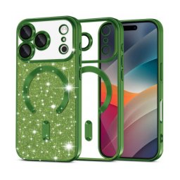 Husa MagSafe pentru Apple iPhone 17 Pro, Techsuit, Luxury Glitter, Verde Inchis