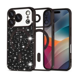Husa MagSafe pentru Apple iPhone 17 Pro, Techsuit, Luxury Glitter, Neagra