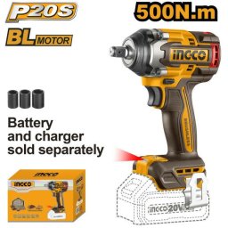 Filetanta cu Impact 20V Brushless 1/2 500Nm INGCO CIWLI20501 pentru Auto si Constructii, Fara Acumulator si Incarcator