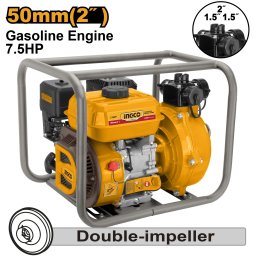Motopompa apa 2 inch INGCO 7.5HP, debit 300L/min, inaltime 80m, motor benzina 212cc, rotor dublu, profesionala