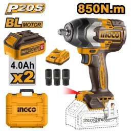 Filetanta cu Impact 20V Brushless 1/2 850Nm INGCO CIWLI2085 cu 2 Acumulatori 4.0Ah si Incarcator, Profesionala pentru Auto si Constructii