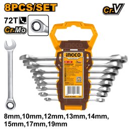 Trusa Chei Combinate cu Clichet 8-19mm 8buc INGCO HKSPAR1082