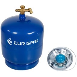 Butelie Voiaj 5kg 12L EurGas cu Arzator, Butelie Gaz Portabila pentru Camping, Gradina si Uz Casnic
