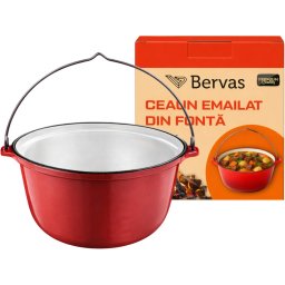 Ceaun Emailat din Fonta 7.2L Profesional pentru Gatit Traditional Compatibil Inductie si Cuptor Bervas