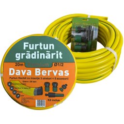 Furtun PVC Insertie Galben 20m 3/4 + 5 Accesorii