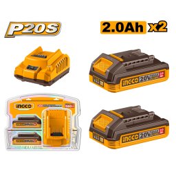 Baterie (Acumulator) 20V 2Ah Set 2 buc cu Incarcator (nou) INGCO FBCPK2212E