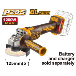 Flex Unghiular 20V 125mm 1200W Brushless 3 Viteze Polizor Profesional fara Acumulator INGCO CAGLI221253