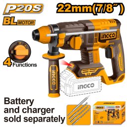 Picamer 20V 22mm Brushless 4 Functii SDS Plus 2J Profesional pentru Beton INGCO CRHLI21228