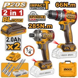 Bormasina 20V 66nm cu Impact +Filetanta 20V 1/4 285nm INGCO CKLI20277E