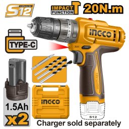 Bormasina 12V 20Nm cu Impact INGCO CIDLI12206E