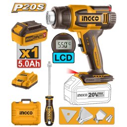 Pistol de Aer Cald 20V cu Afisaj Electronic si Baterie INGCO HGLI20035