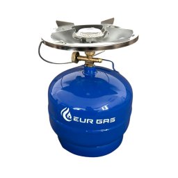 Butelie Gaz 2kg 4.8L EurGas cu Arzator pentru Camping, Pescuit si Gatit in Aer Liber, Portabila si Usor de Transportat cu Consum Eficient