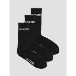 Jack & Jones Set 3 perechi de sosete, barbati, JACMELVIN, Negru (SELECTATI MARIMEA: Universala)