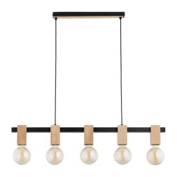 Lustră suspendată cu cablu MAXIM 5xE27/15W/230V negru/bej