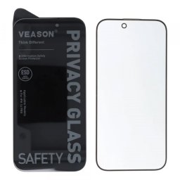 Folie de protectie Ecran Privacy Veason pentru Apple iPhone 16 Pro, Sticla Securizata, Full Glue, 6D