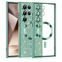 Husa premium Samsung Galaxy S24 Ultra Techsuit Luxury Glitter MagSafe, verde deschis