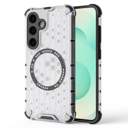 Husa transparenta Samsung Galaxy S25 Plus Techsuit HoneyComb Shield MagSafe, alb