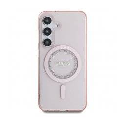 Husa Samsung Galaxy S25 Guess MagSafe IML Rhinestone, Roz