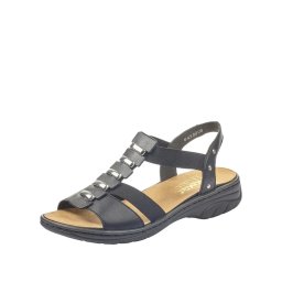 Sandale dama din piele naturala, Rieker 64580-00, negru
