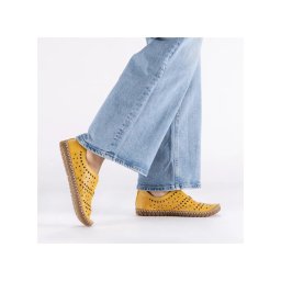 Pantofi dama de vara din piele naturala, Rieker M2852-68, galben