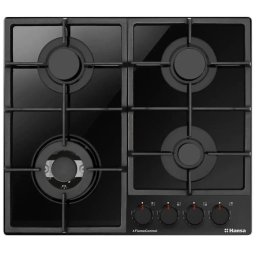 Plita pe Gaz Hansa BHKS6718511 | 60cm, Arzator WOK, Gratare Fonta, Negru