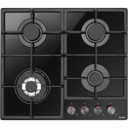 Plita pe gaz Hansa PGCD6101ApFB | 60cm, 4 arzatoare, WOK, gratare fonta, negru