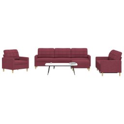 Set canapele cu taburet, 4 piese, rosu vin, material textil GartenMobel Dekor