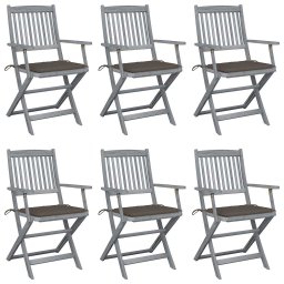 Scaune pliante de exterior cu perne 6 buc. lemn masiv de acacia GartenMobel Dekor