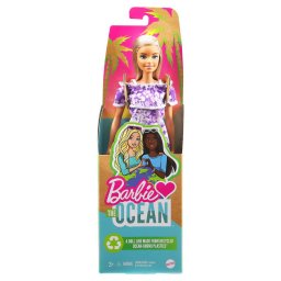 Papusa Barbie Loves the Ocean blonda, tinuta de plaja mov
