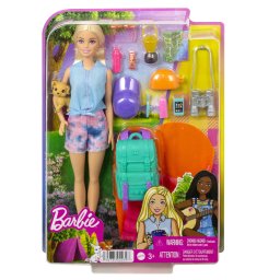 Papusa Barbie Malibu pentru camping cu accesorii si catelus