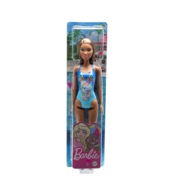 Papusa Barbie satena cu costum de baie albastru pentru joaca de vara