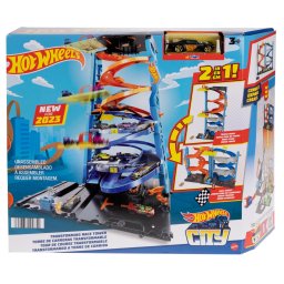 Turn de curse Hot Wheels City 2 in 1 cu lift si masina inclusa
