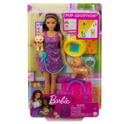 Set Barbie pentru adoptia catelusilor cu papusa si accesorii