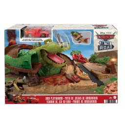Set de joaca Cars Dino cu masinuta Fulger McQueen si lansator