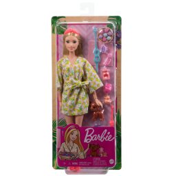 Papusa Barbie cu set de joaca spa, accesorii si catelus